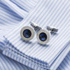 Sea Blue Crystal Cuff Links