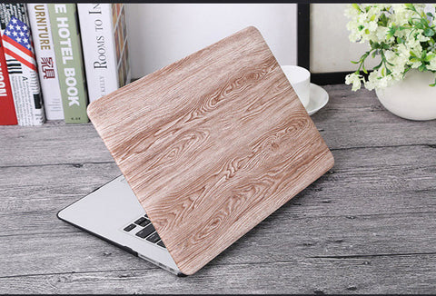 Luxury Wood Grain PU Leather Laptop Cases for Apple Laptops